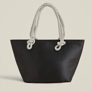 J.Crew Small satin tote with crystal handles